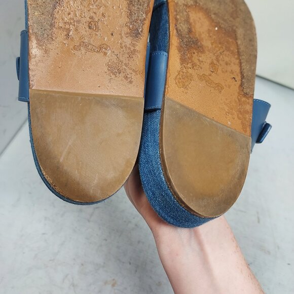 Louis Vuitton Denim Blue Buckle Bom Dia Monogram Flat Sandal - Picture 11 of 15